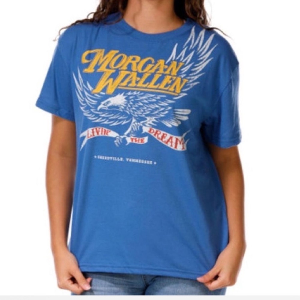 Morgan Wallen Livin The Dream Graphic T-Shirt Blue Large Daydreamer NWOT